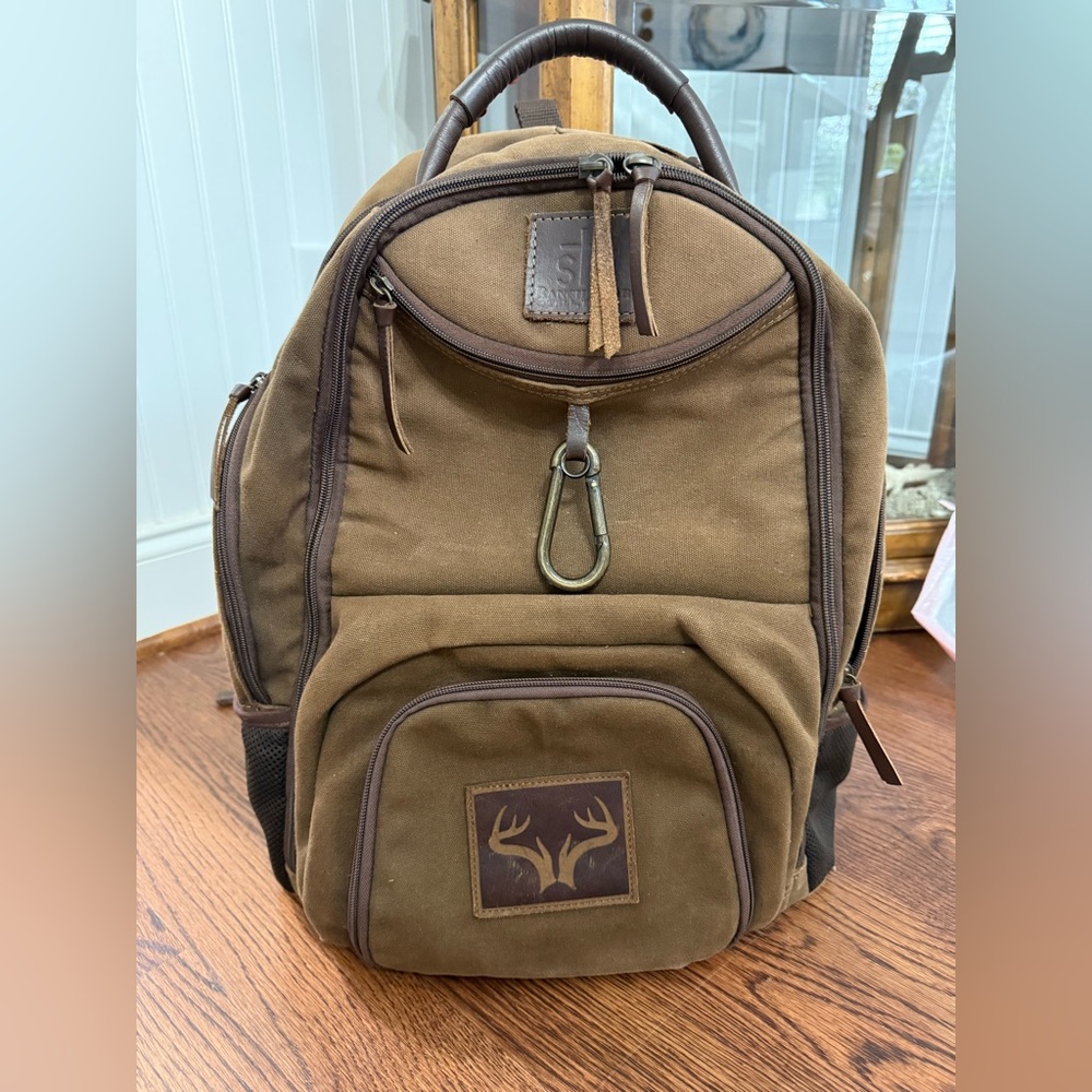 STS Ranchwear Brown Canvas Backpack with Leather Accents